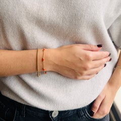 14K Yellow Gold Red Corals Bracelet, Good Condition