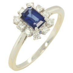 Diffusion Blue Sapphire and Diamond Ring in 18 Karat Gold