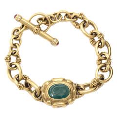 Italian Handmade Gold Bracelet with Toggle and Ring Closing 11
