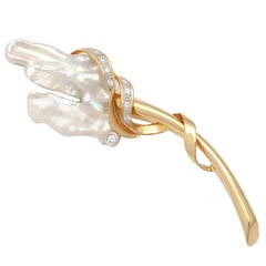 Kai Lo Pearl Diamond Gold Floral Brooch 9