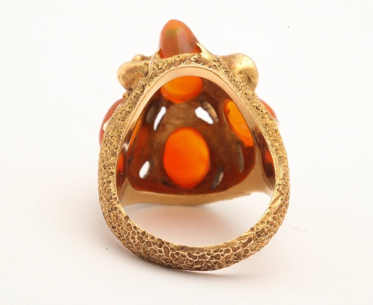 Women's Fire Opal Gold Abstract Cluster Ring