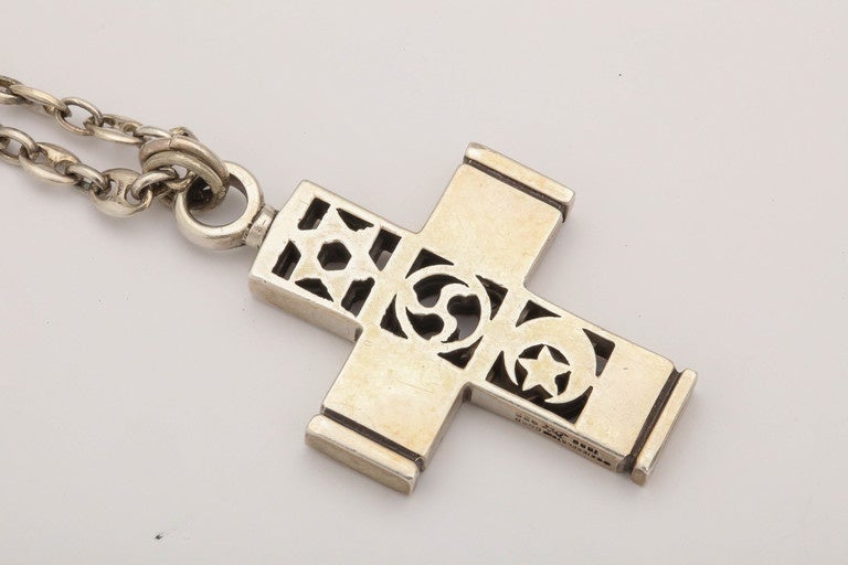 Women's or Men's Barry Kieselstein Cord Silver Cross on associated Sterling Anchor Chain