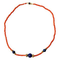 Coral and Lapis Necklace