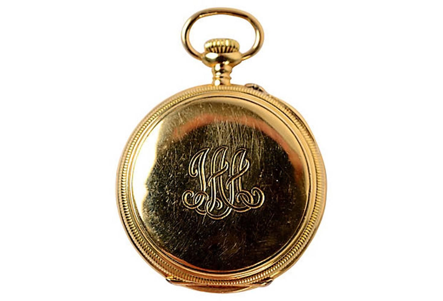 Vacheron Constantin 18K gold pocket watch dating from the late 19th c. The watch is in perfect operating condition and the works were recently cleaned. Vacheron Constantin, one of the oldest continuously operating watch manufacturers in the world