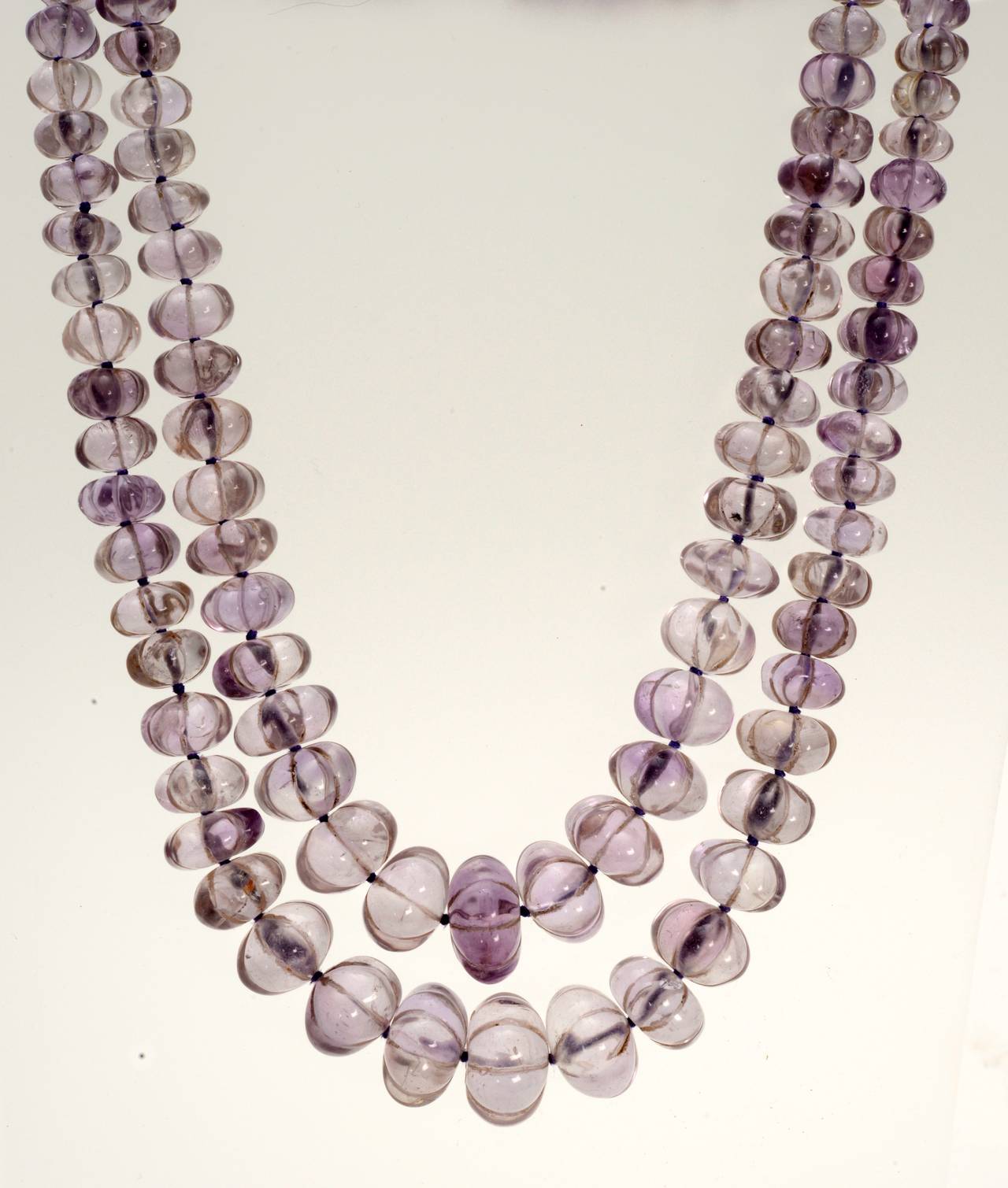 Double Strand Amethyst Bead Necklace In Excellent Condition In valatie, NY