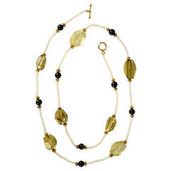Pearl Citrine Jade Bead Necklace