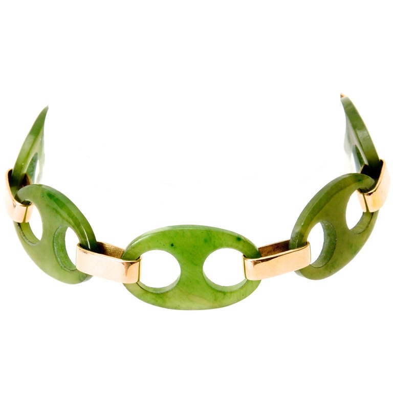 Jade Gold Linked Bracelet