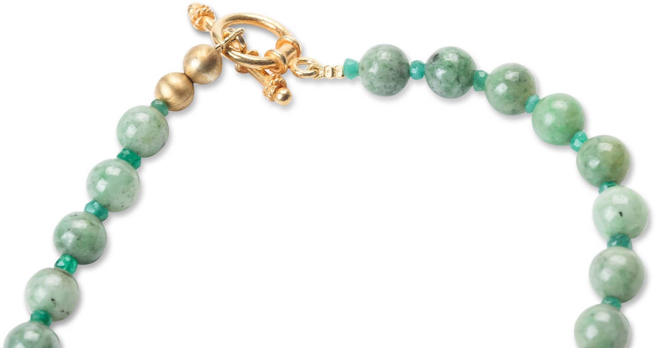 Carved Jade Barrel Necklace