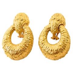 Boris LeBeau 18 Karat Gold Oval Door Knocker Earrings