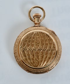 Waltham 14K Gold Hunter Pocket Watch with Beautifully Carved Case Late 19th C