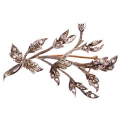 Victorian Diamond Branch Brooch, Antique Brooch, Naturalist Jewel