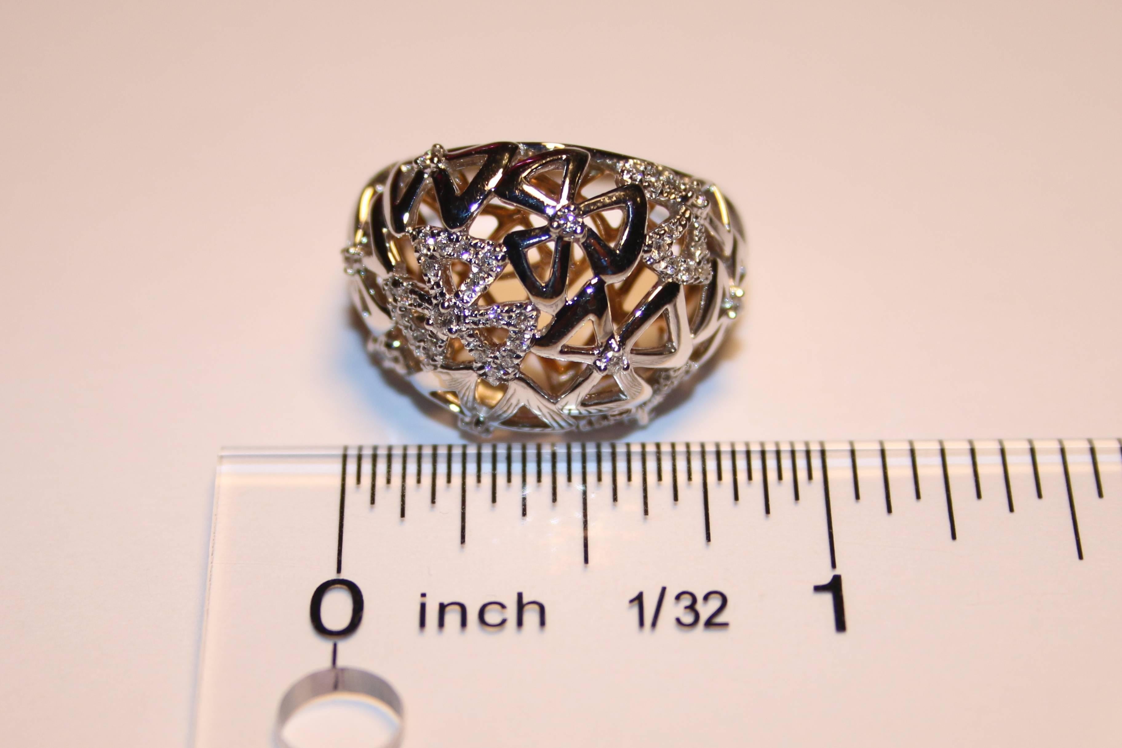0.35 Carats Abstract Diamond Dome Gold Cocktail Ring In New Condition For Sale In New York, NY
