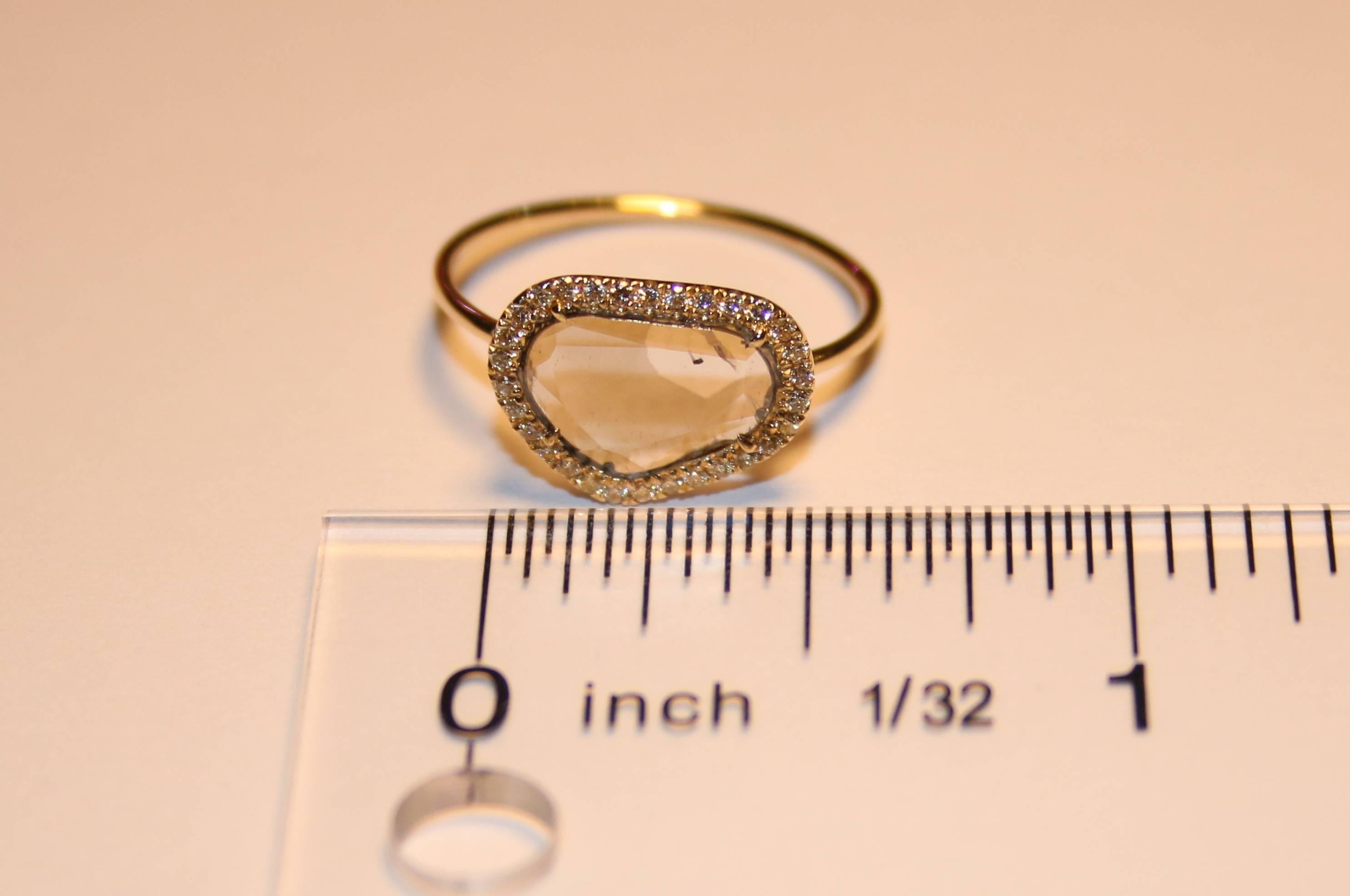 Round Cut 0.40 Carats Diamond Slice Halo Gold Ring For Sale