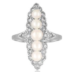 Diamond & Cultured Freshwater Pearls Gold Ring 3