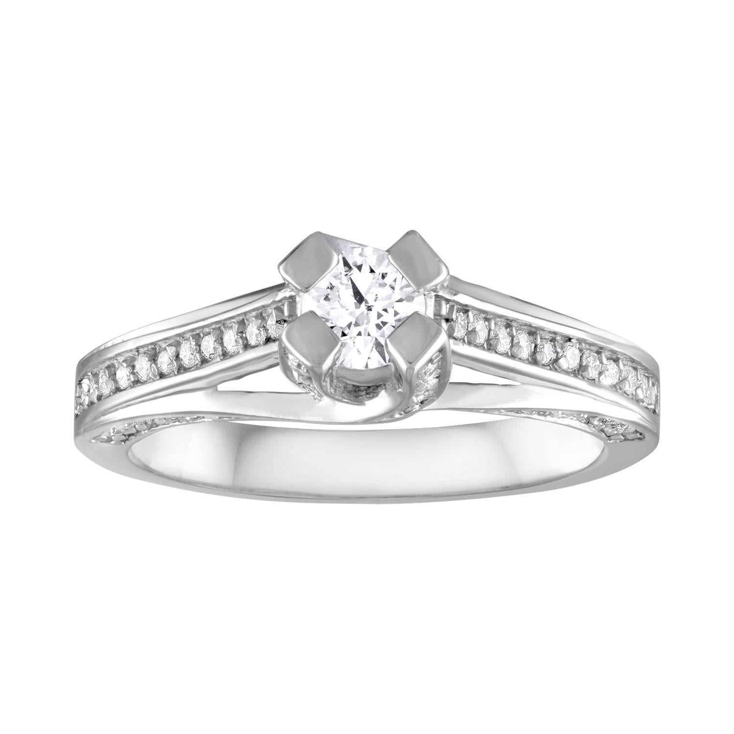 0.35 Carat Diamond Gold Round Engagement Ring
