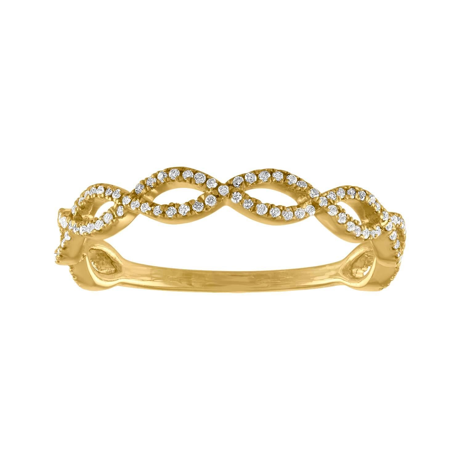 0.17 Carat Diamond Infinity Yellow Gold Band Ring For Sale
