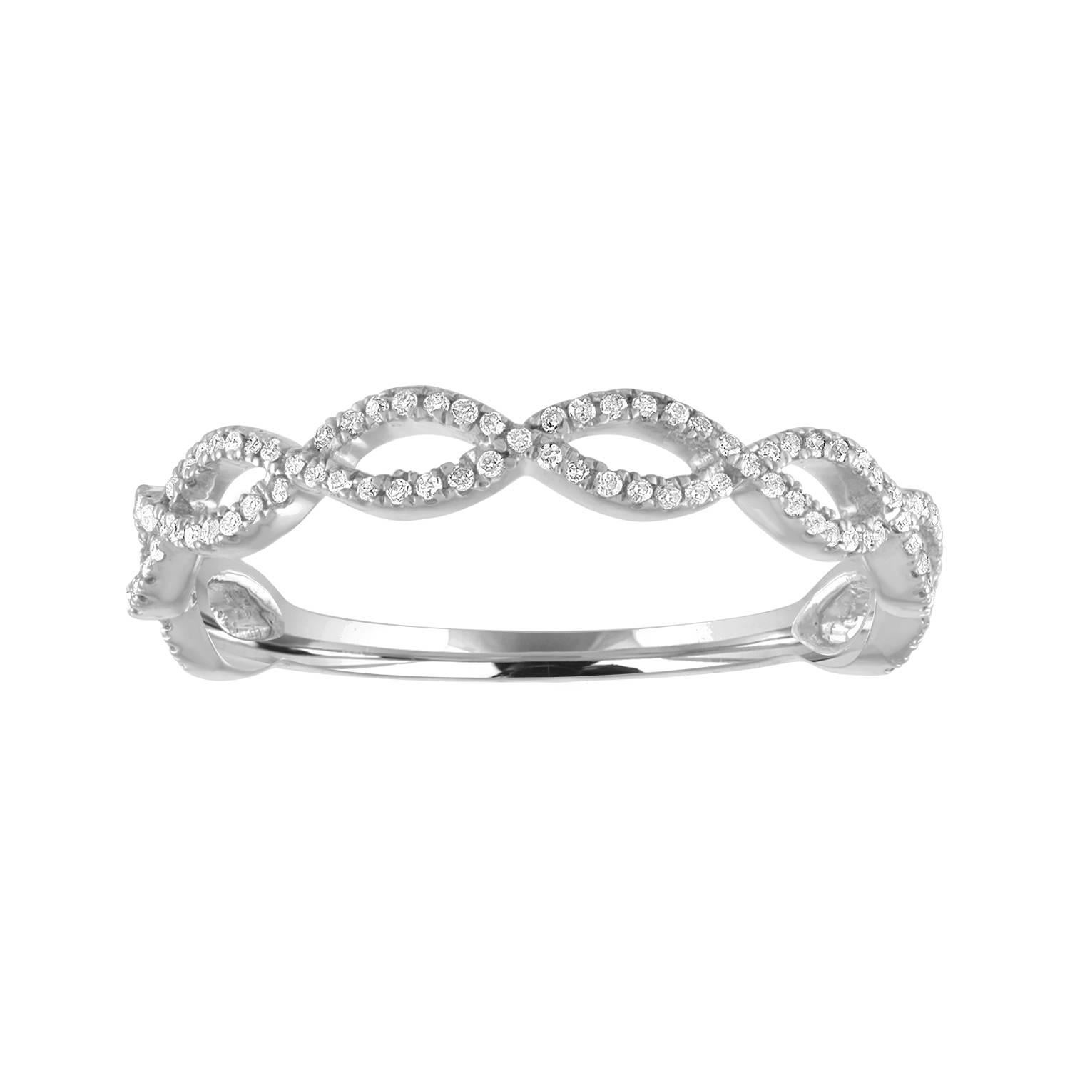 0.17 Carat Diamond Infinity White Gold Band Ring For Sale