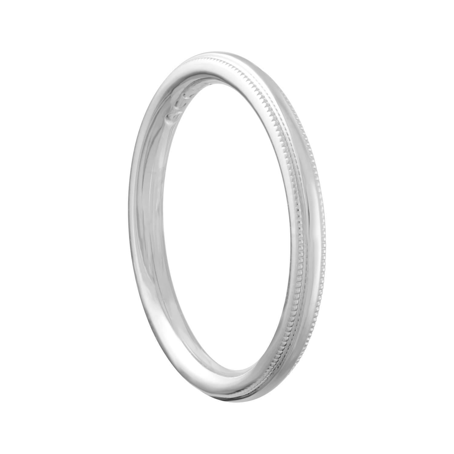 Milgrain Platinum Wedding Band Ring Size 5 For Sale