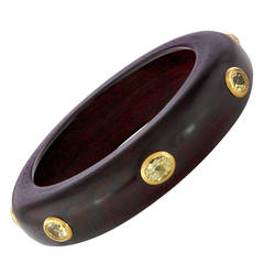 E.W. Schreiber Ebony Wood & 14.0 Carats Citrine Gold Bangle 7
