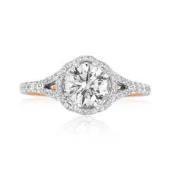 Bague de fiançailles en or bicolore avec diamants de 1,08 carat F VVS1 certifiés GIA