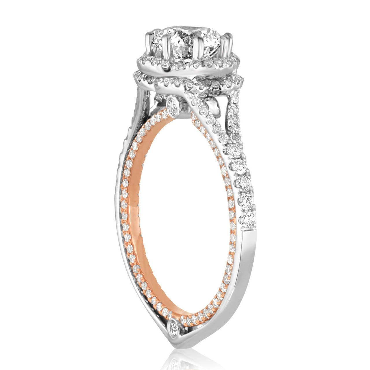 Contemporain Bague de fiançailles en or bicolore avec diamants de 1,08 carat F VVS1 certifiés GIA en vente