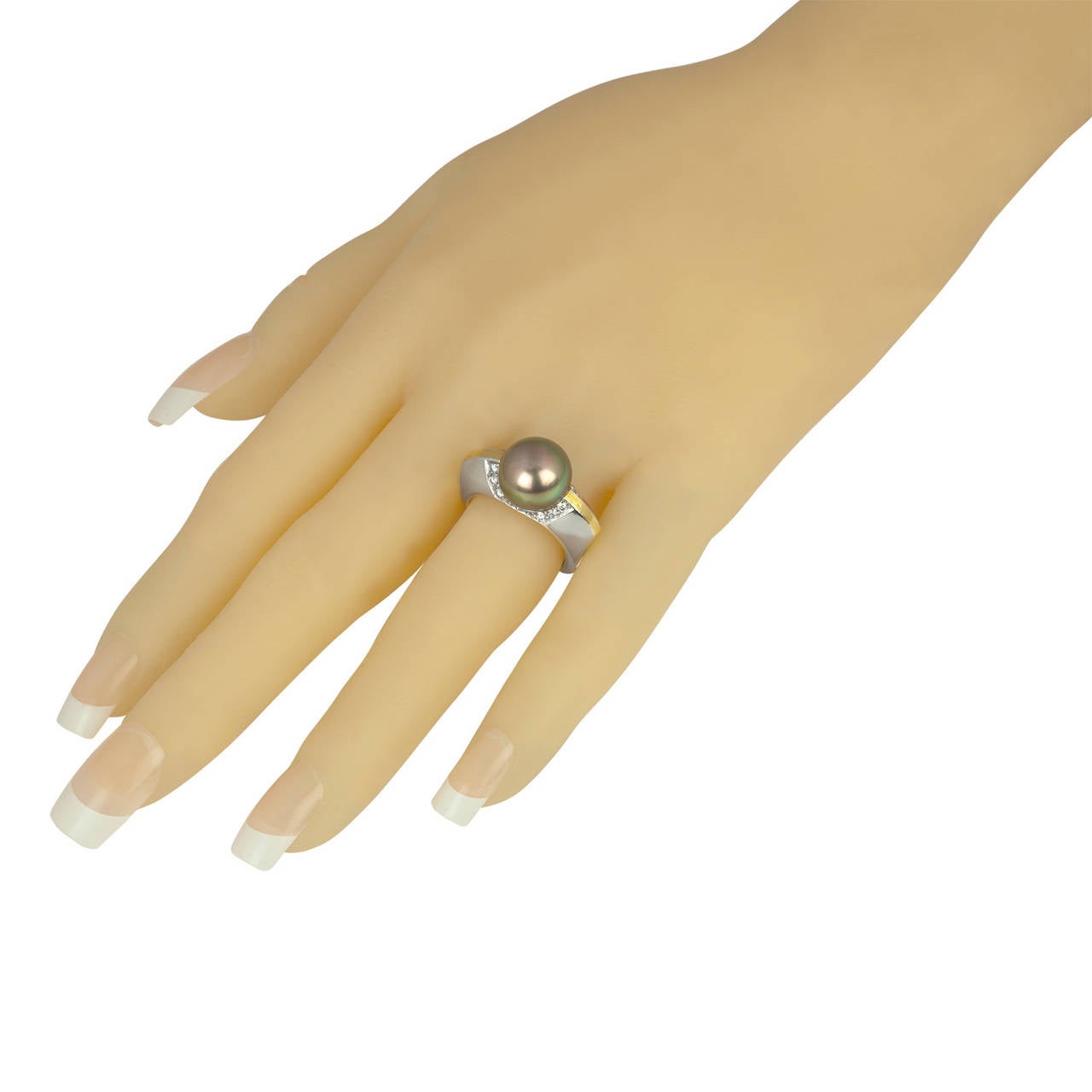 Artisan David Zoltan South Sea Pearl Diamond Gold Ring For Sale