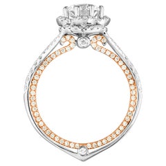 GIA Certified 1.08 Carat F VVS1 Diamond Two-Tone Gold Engagement Ring