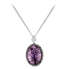 35.00 Carat Amethyst Diamond Gold Pendant Necklace 9
