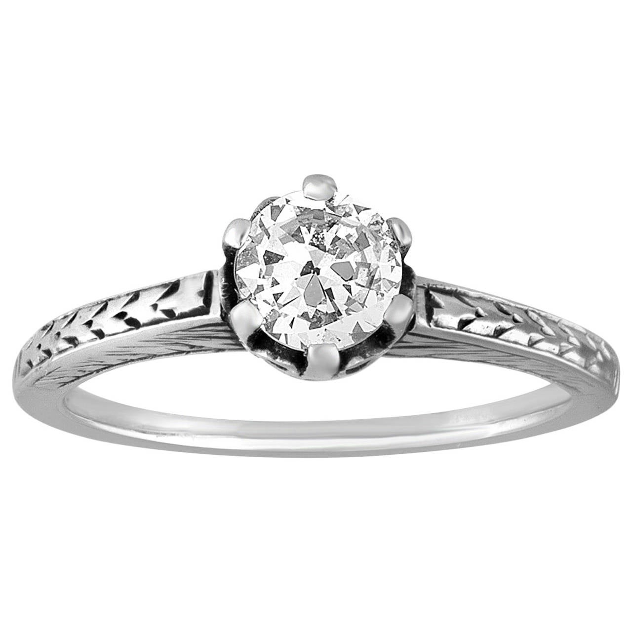 0.50 Carat Diamond Solitaire Gold Ring For Sale