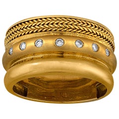 Baraka Wide Band Yellow 18 Karat Gold Ring