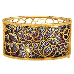 Dickson Yewn Cloisonne Collection 14.50 Carats Multi-Gem Gold Bangle