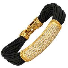 Scott Kay Diamond Gold Leather Bracelet