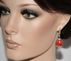 Angeletti Coral and Rose Gold Italian Diamond Earrings