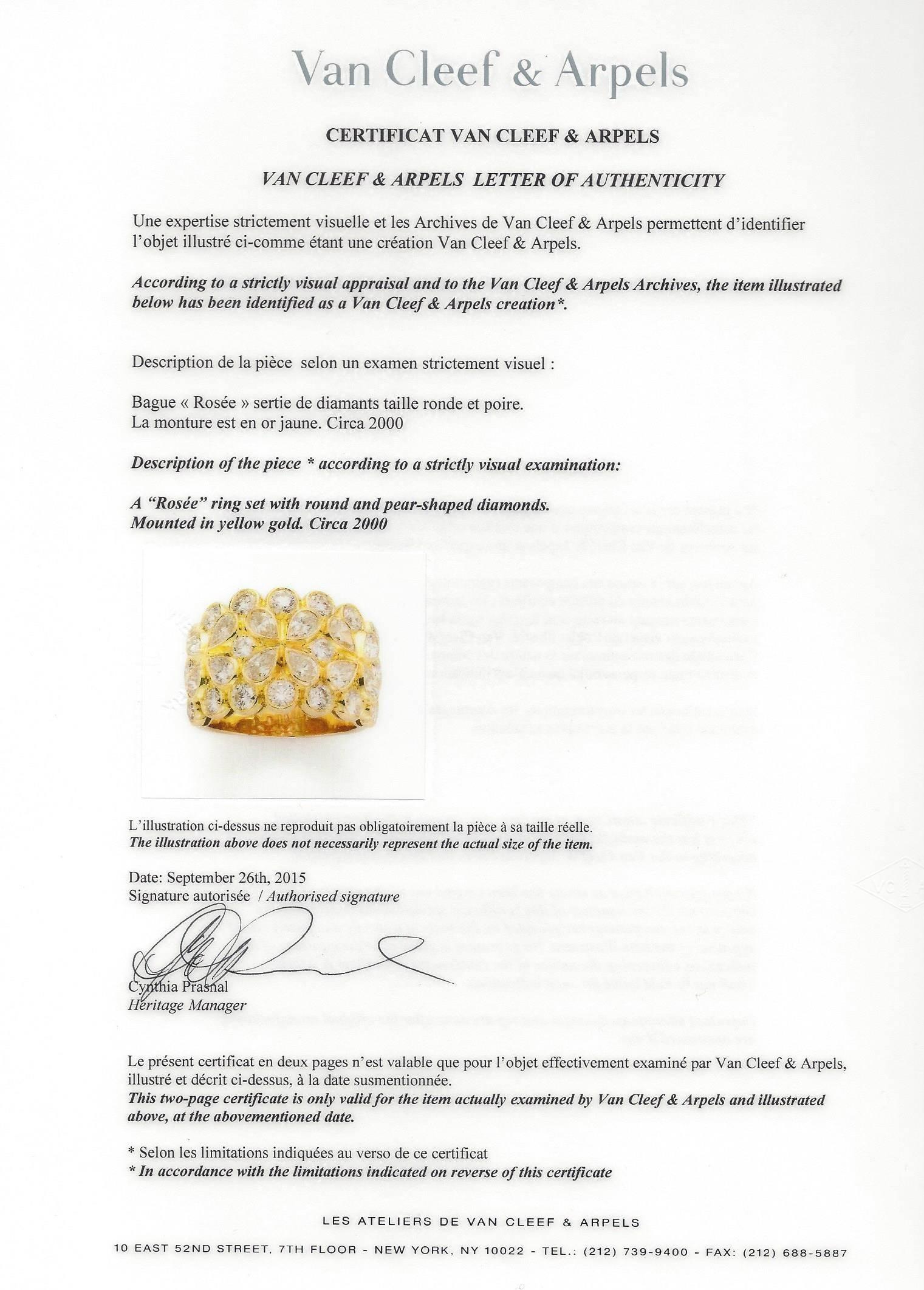 Van Cleef & Arpels Bague à bande fleurie « Rosee » en or et diamants de 4,25 carats en vente 1