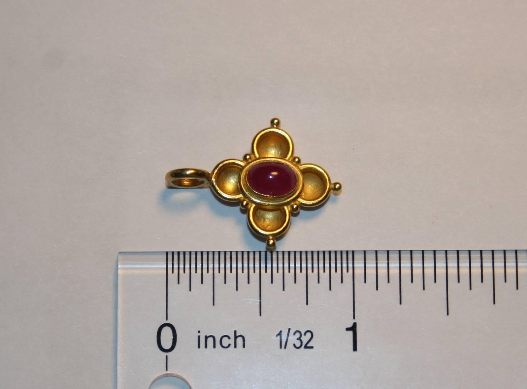 Women's Carolyn Tyler Ruby Cabochon In 22K Gold Pendant