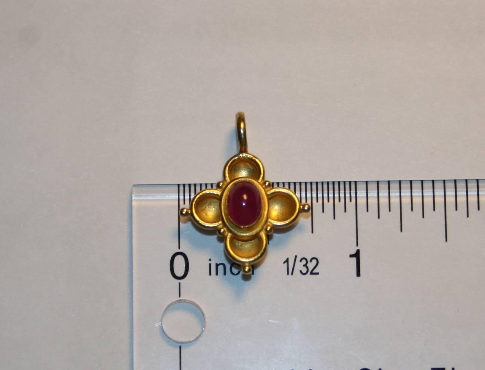 Carolyn Tyler Ruby Cabochon In 22K Gold Pendant 1