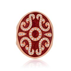 Gilberto Cassola & C., bague en or avec émail rouge et diamants de 0,80 carat