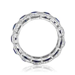 4.12 Carats Eternity Blue Sapphire Diamond Gold Band Ring