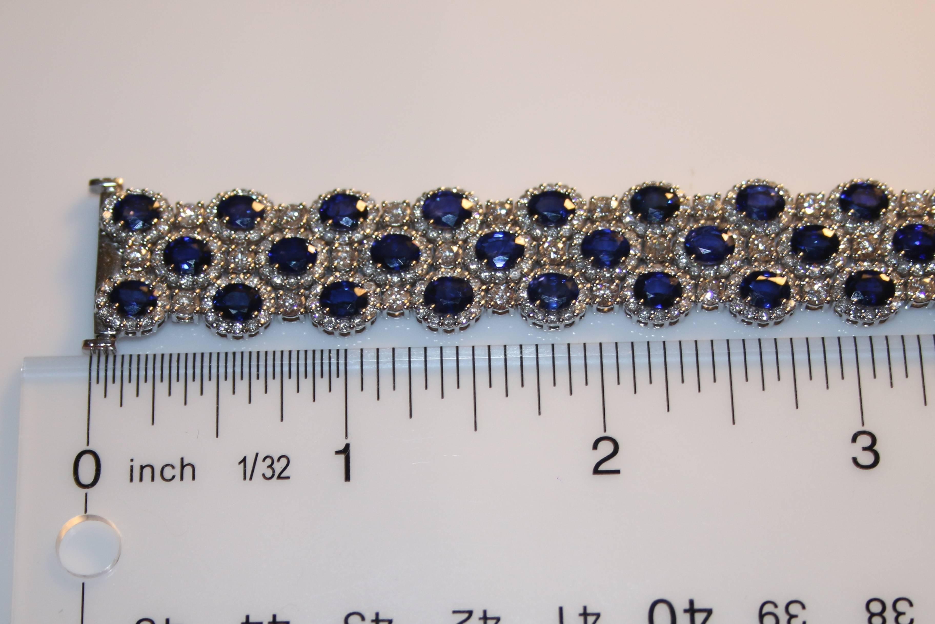22.10 Carats Sapphire Diamond Gold Bracelet In New Condition In New York, NY