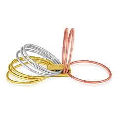 Italian Enamel Diamond Three Color Gold Multi-Band Ring