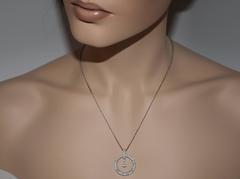 1.88 Carats Pave Diamond Gold Circle Necklace