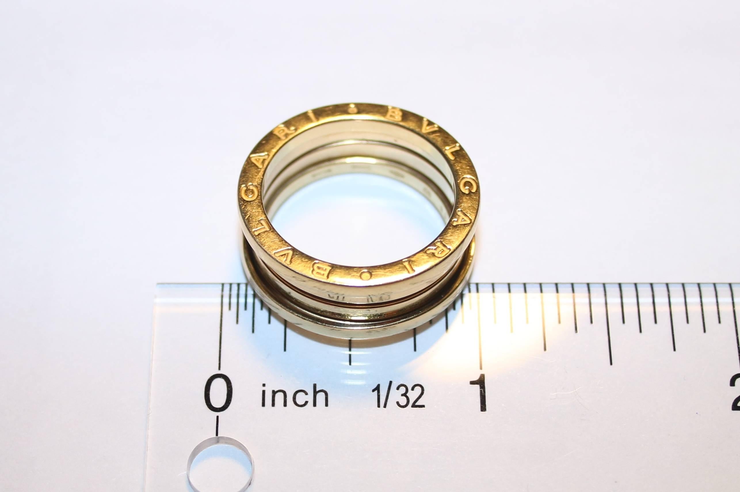 Bulgari B.zero 1 Three Band Yellow Gold Ring Size 58 In Excellent Condition In New York, NY