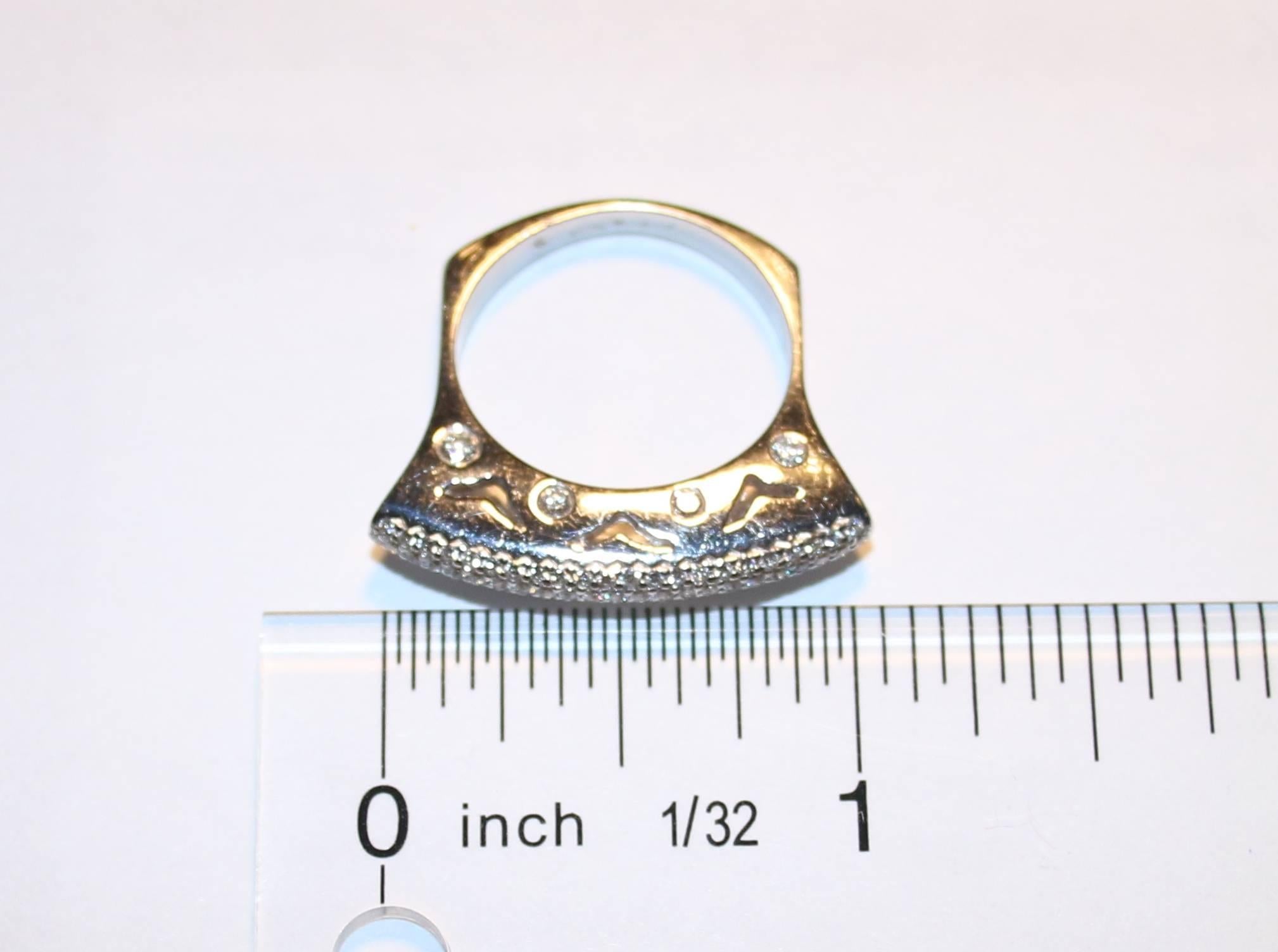 Round Cut 1.00 Carats Diamond Unusual Flat Sided Gold Ring For Sale