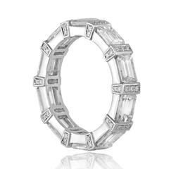 4.39 Carats Diamond Emerald Cut Platinum Eternity Band Ring