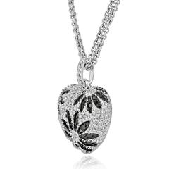1.84 Carats Black and White Diamond Gold Heart Pendant Necklace