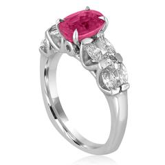 Certified 2.09 Carat Oval Pink Sapphire Diamond Platinum Ring