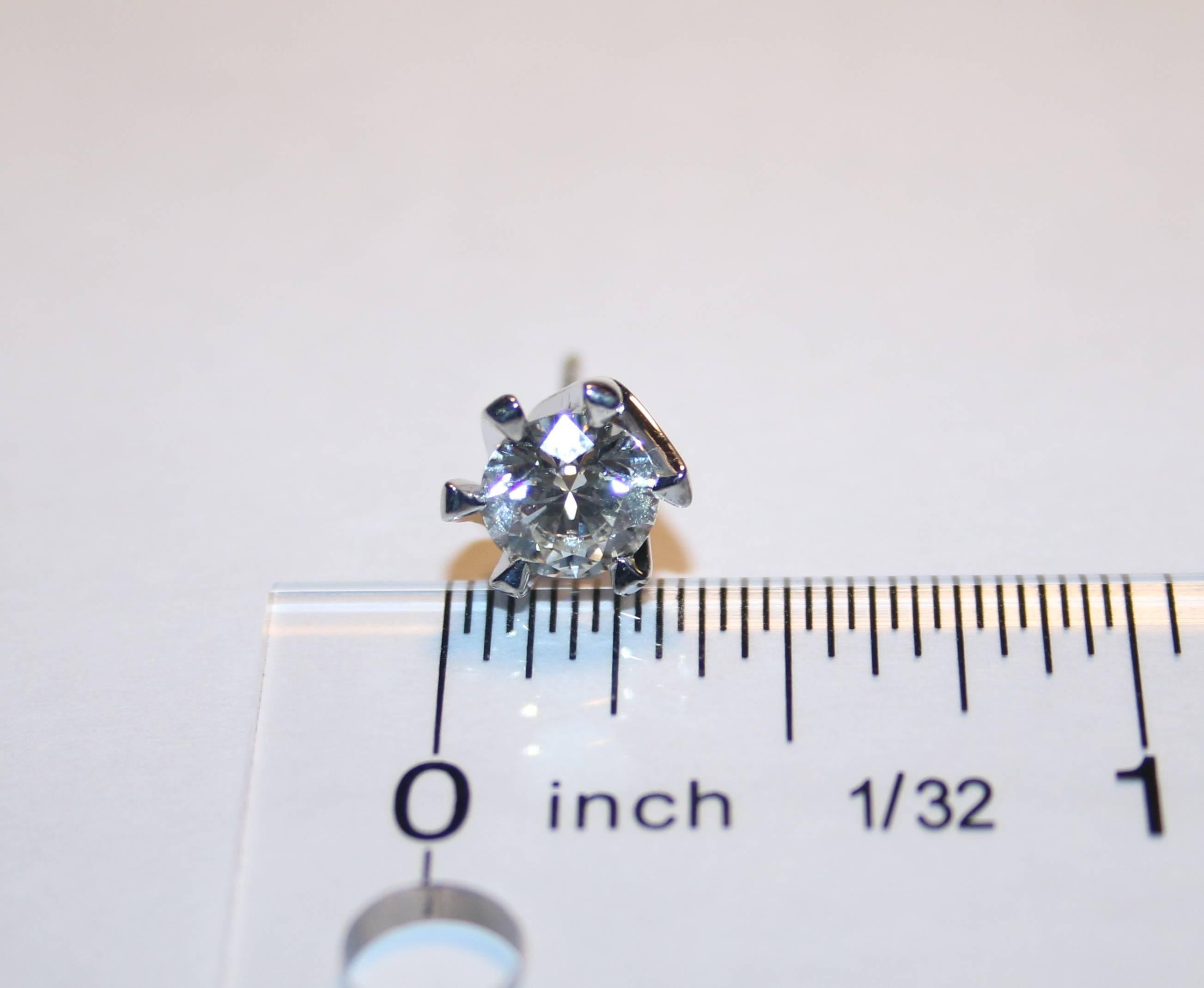 Contemporary GIA Certified 2.14 Carats J VS2 Round Diamond Gold Studs For Sale