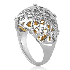 0.35 Carats Abstract Diamond Dome Gold Cocktail Ring