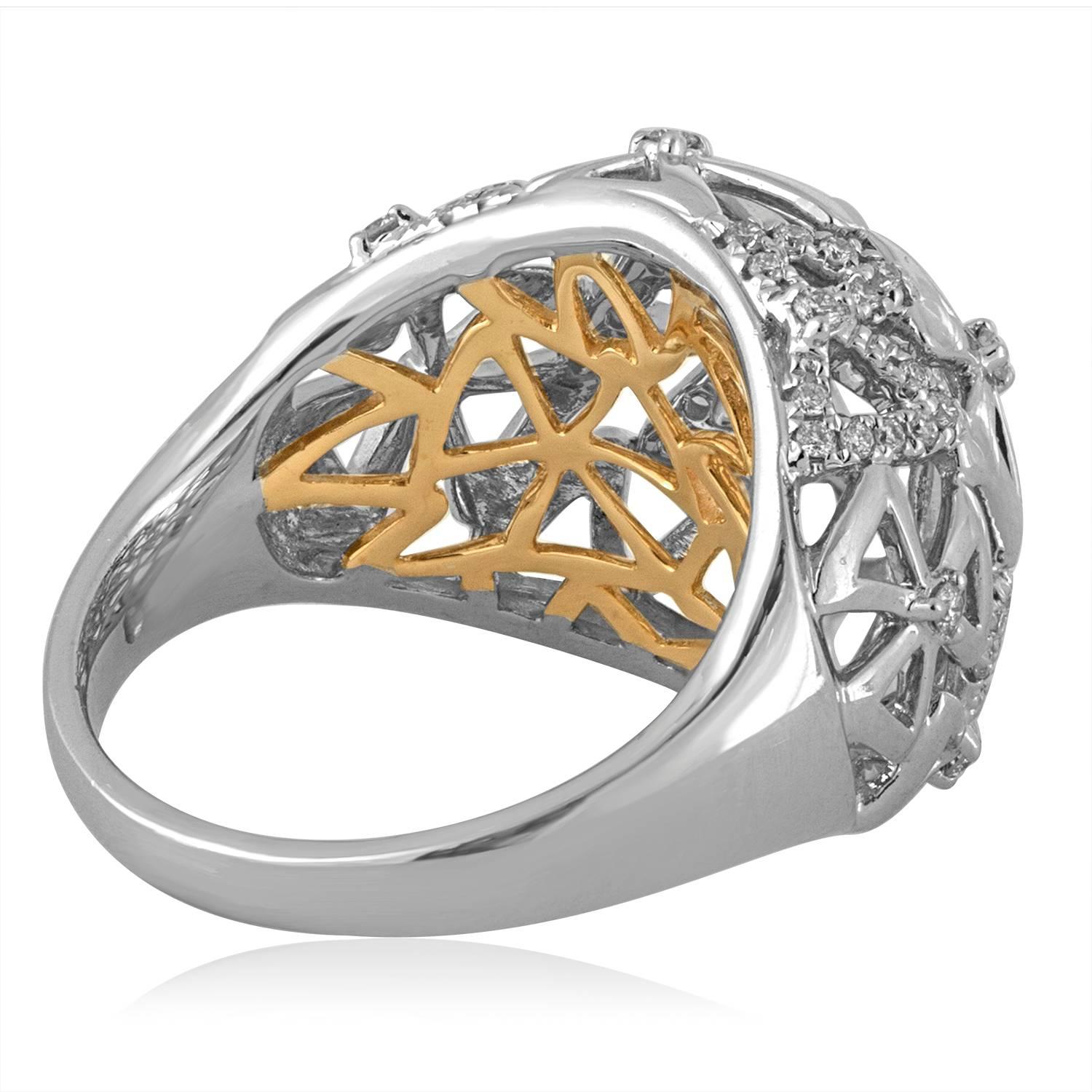 Modern 0.35 Carats Abstract Diamond Dome Gold Cocktail Ring For Sale