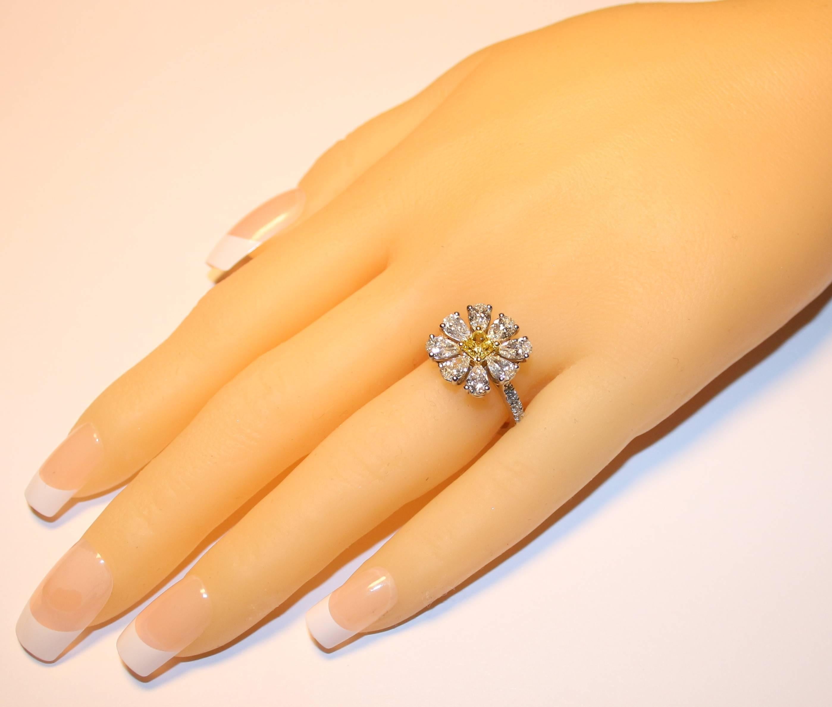 yellow diamond daisy ring